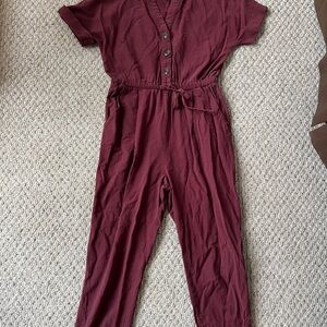Burgundy One Piece Jumpsuit